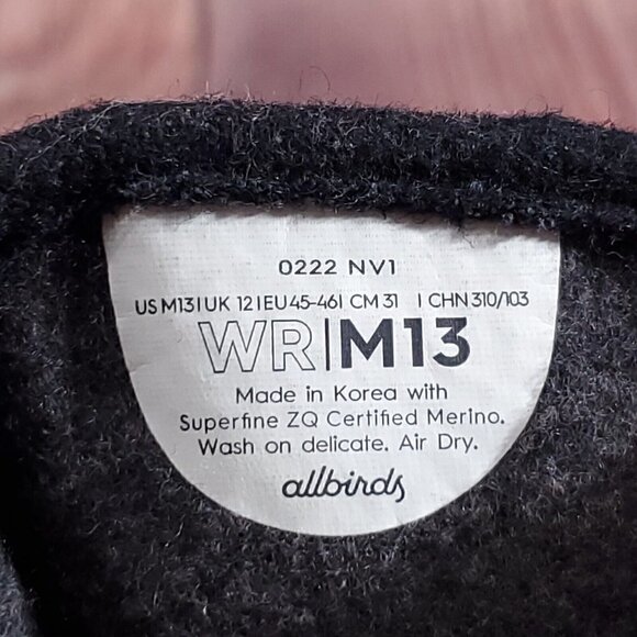 Allbirds WR Wool Runners Mens Size 13 Black Gray Athletic Running Sneakers - Picture 13 of 13